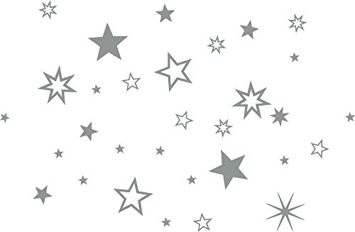 90 Stück Sterne in Silber Aufkleber, Mix-Set, Fensterdekoration zu Weihnachten Fensterbild/Fensteraufkleber, Wandtattoo Deko Sticker, Autoaufkleber, Weihnachtsdekoration 70001, Stars von timalo