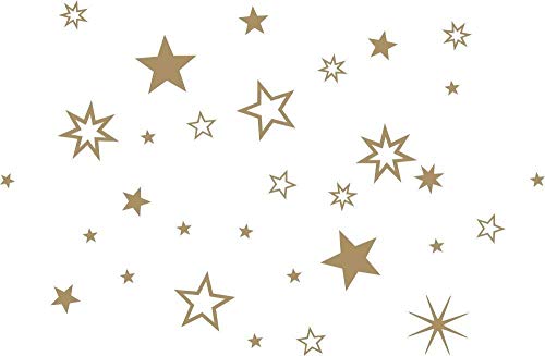 90 Stück goldene Sterne Aufkleber Fensterdekoration zu Weihnachten Fensterbild/Fensteraufkleber, Wandtattoo Weihnachtsdekoration 70001 von timalo