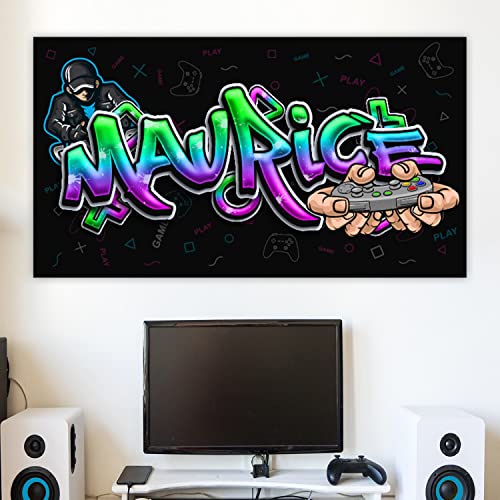 timalo Cooles Poster Gamer mit Namen Gaming Bild für Teenager Jungs und Mädchen Zimmer Graffiti Wandbild personalisiert poster1-Motiv10-B120xH61cm von timalo