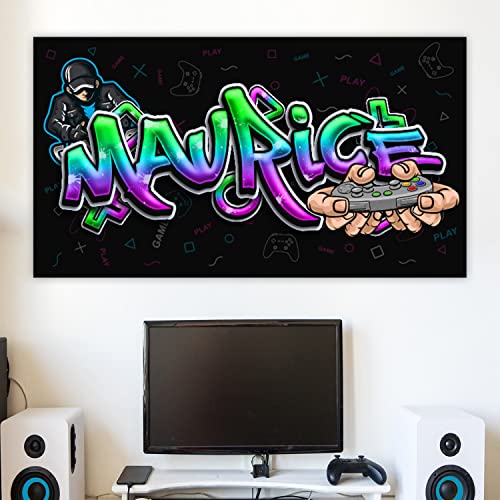 timalo Cooles Poster Gamer mit Namen Gaming Bild für Teenager Jungs und Mädchen Zimmer Graffiti Wandbild personalisiert poster1-Motiv10-B140xH61cm von timalo