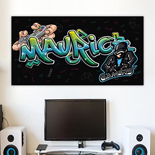 timalo Cooles Poster Gamer mit Namen Gaming Bild für Teenager Jungs und Mädchen Zimmer Graffiti Wandbild personalisiert poster1-Motiv11-B120xH61cm von timalo