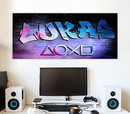 timalo Cooles Poster Gamer mit Namen Gaming Bild für Teenager Jungs und Mädchen Zimmer Graffiti Wandbild personalisiert poster1-Motiv7-B120xH61cm von timalo