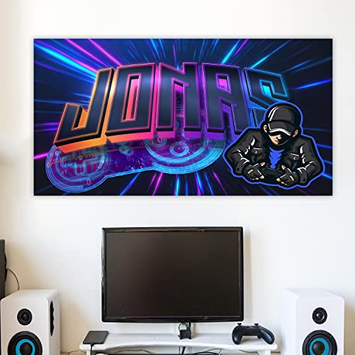 timalo Cooles Poster Gamer mit Namen Gaming Bild für Teenager Jungs und Mädchen Zimmer Graffiti Wandbild personalisiert poster1-Motiv9-B80xH61cm von timalo