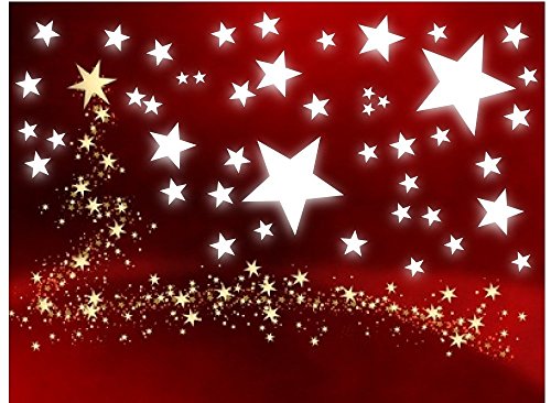 50 Stück selbstklebende, weiße Sterne gemischt Ø15-2cm, 70016 Fensterdekoration zu Weihnachten Fensterbild/Fensteraufkleber, Wandtattoo Sticker, Autoaufkleber, Weihnachtsdekoration, Schaufenster von timalo