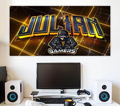 timalo Gamer Poster mit Namen für die Wand & Tür | Modernes Wandposter für Jugendliche Kinderzimmer Wandtattoo gaming Geschenk Teeanger Jungs personalisiert | gamer18-B120xH61cm-new von timalo