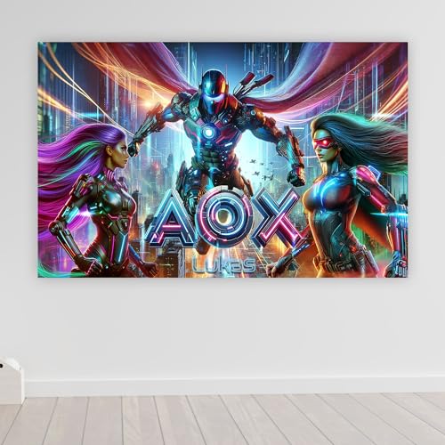 Gamer poster mit Namen personalisiert gaming Wanddeko gamer Bild für die Wand Wandbild Jugendzimmer gamer Poster gaming zimmer Bilder für Teenager XXL Superhelden | poster1-Motiv78-B120xH61cm von timalo