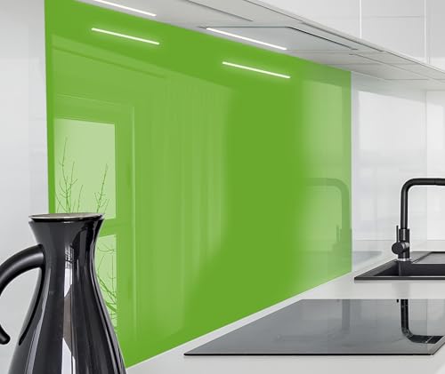 Herd Spritzschutz Wand Platte Spüle, Küche Küchenrückwand Glasoptik | Acryl Glas 2mm | Glasrückwand Acrylglas Rückwandschutz Uni unifarben einfarbig | 80x60cm Grüne, Lime von timalo