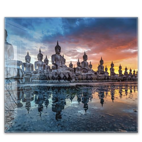Herdabdeckplatte 60x52 cm ESG Glas | Thailand Buddha Statuen | Herd Abdeckung für Ceranfeld Schneidebrett Glasplatte Induktion von timalo