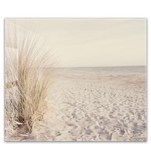 Herdabdeckplatte 60x52 cm einteilig aus 4mm ESG Glas | Meer Düne Pampasgras Sand Strand Nordsee | Herd Abdeckung Abdeckplatte Induktion Schneidebrett Glasplatte für Ceranfeld von timalo