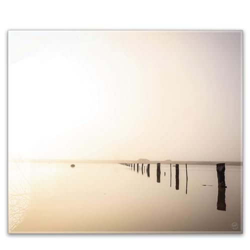Herdabdeckplatte 60x52 cm einteilig aus 4mm ESG Glas | See in der Abendsonne, Sonnenuntergang Natur | Herd Abdeckung Abdeckplatte Induktion Schneidebrett Glasplatte für Ceranfeld von timalo