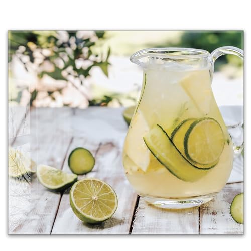 Herdabdeckplatte 60x52 cm einteilig aus 4mm ESG Glas | Selbstgemachte Limonade im Glas Limetten, Shabby | Herd Abdeckung Abdeckplatte Induktion Schneidebrett Glasplatte für Ceranfeld Herdabdeckplatte 60x52 cm einteilig aus 4mm ESG Glas | Selbstgemachte Limonade im Glas Limetten, Shabby | Herd Abdeckung Abdeckplatte Induktion Schneidebrett Glasplatte für Ceranfeld von timalo