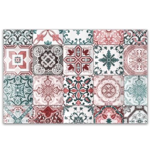 Herdabdeckplatte 80x52 cm ESG Glas | Orientalisches Fliesenmuster | Herd Abdeckung für Ceranfeld Schneidebrett Glasplatte Induktion von timalo