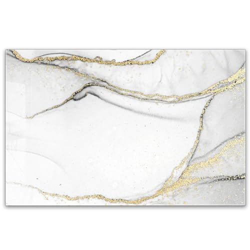 Herdabdeckplatte 80x52 cm einteilig aus 4mm ESG Glas | Marmor weiß gold | Herd Abdeckung Abdeckplatte Induktion Schneidebrett Glasplatte für Ceranfeld von timalo