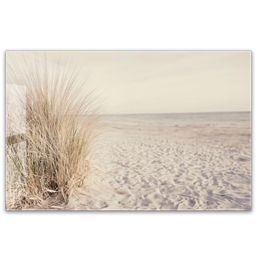 Herdabdeckplatte 80x52 cm einteilig aus 4mm ESG Glas | Meer Düne Pampasgras Sand Strand Nordsee | Herd Abdeckung Abdeckplatte Induktion Schneidebrett Glasplatte für Ceranfeld von timalo