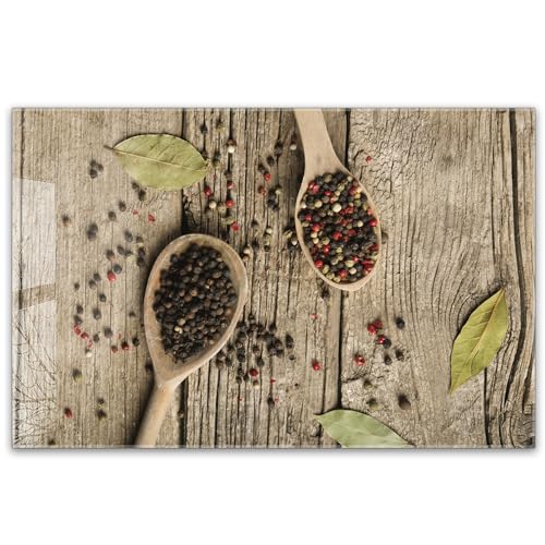 Herdabdeckplatte 80x52 cm einteilig aus 4mm ESG Glas | Pfefferkörnern und Lorbeerblättern auf Holz | Herd Abdeckung Abdeckplatte Induktion Schneidebrett Glasplatte für Ceranfeld Herdabdeckplatte 80x52 cm einteilig aus 4mm ESG Glas | Pfefferkörnern und Lorbeerblättern auf Holz | Herd Abdeckung Abdeckplatte Induktion Schneidebrett Glasplatte für Ceranfeld von timalo
