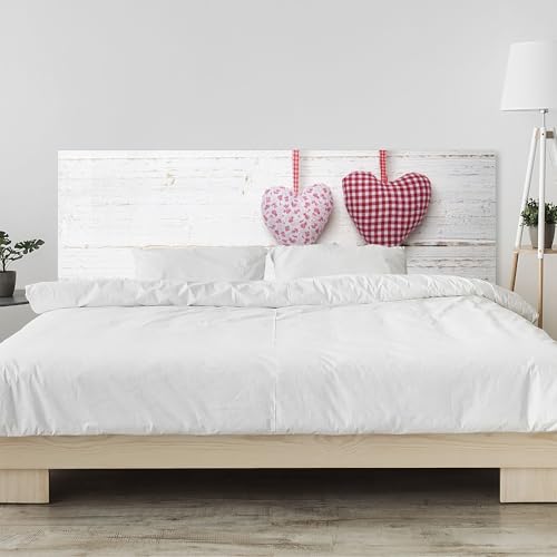 Kopfteil fürs Bett 240 x 58 cm | Landhausstil, Herzen, Vintage, Shabby Chic, altes Holz | Schutzplatte Wand am Bett – Acrylglas (Acryl wie Glas) 2 mm – Wandpaneel & Bettrückwand, seitliche Montage von timalo