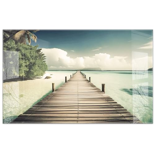 Küchenbild aus Acrylglas modernes Wandbild Glasbild Deko Küche XXL Bild wie Glas | 80x50cm Holzsteg am Strand – Meer, Sand, Himmel, Urlaub, Palmen, Sommer, Natur Küchenbild aus Acrylglas modernes Wandbild Glasbild Deko Küche XXL Bild wie Glas | 80x50cm Holzsteg am Strand – Meer, Sand, Himmel, Urlaub, Palmen, Sommer, Natur von timalo