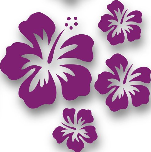MIXED SET HIBSIKUS Blüten, 4 Stück violett lila Autoaufkleber Blumen Sticker Outdoor, Wandtattoo & Fensterbild Hibiscus Hawaii von timalo