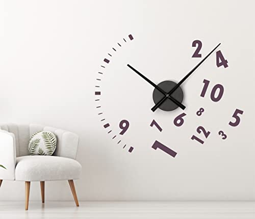 Moderne Wandtattoo Uhr mit Uhrwerk – Wanduhr Wohnzimmer Schlafzimmer Kück DIY von timalo® – 30 Farben | 76070-Hellgrau-M-67x58-Uhr-silber von timalo