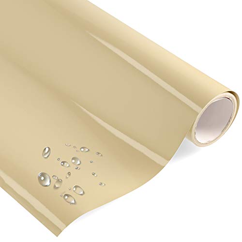 Premium Möbelfolie Hochglanz - Beige - 1 Meter x 63 cm (Rollenware am Stück) und Bastelfolie 32 Farben - verschiedene Größen - Küchenfolie - Klebefolie für Möbel, Türen selbstklebende Folie Küche, Meterware von timalo