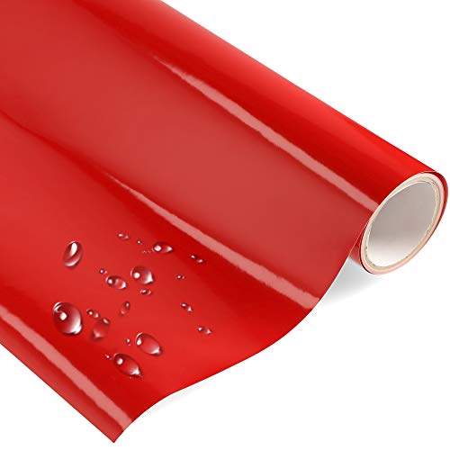 Premium Möbelfolie Hochglanz - Rot - 1 Meter x 63 cm (Rollenware am Stück) und Bastelfolie 32 Farben - verschiedene Größen - Küchenfolie - Klebefolie für Möbel, Türen selbstklebende Folie Küche, Meterware von timalo