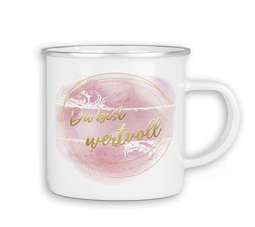 Christliche Emaille Tasse | Blechtasse Campingbecher Geschenk für Christen | Du bist wertvoll von timalo