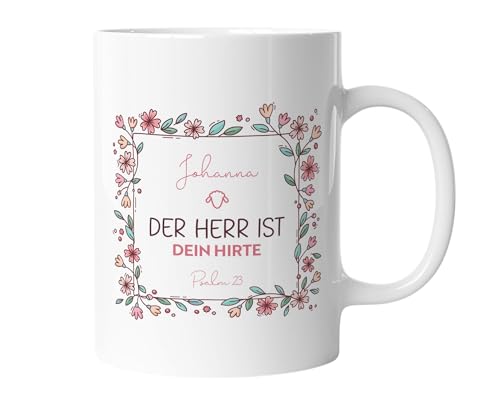 SALT-AND-LIGHT® Christliche Tasse personalisiert mit Namen Geschenk für Christen mit Bibelvers Kaffeetasse Geschenkidee | Der Herr ist dein Hirte | mug-christA-57 von timalo