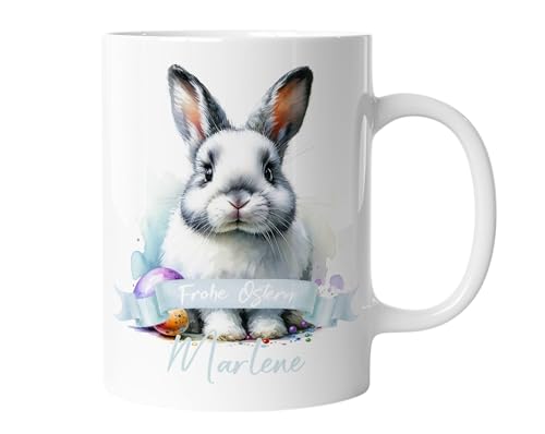 Tasse mit Namen | Personalisierte Ostertasse mit Wunschnamen Osterhase Keramik Tasse Frohe Ostern Hase Geschenk für Kinder | mug-o-1 von timalo