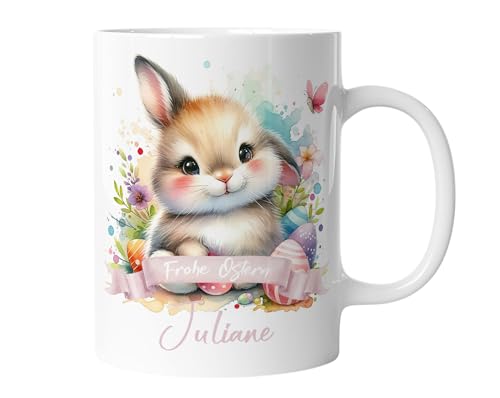 Tasse mit Namen | Personalisierte Ostertasse mit Wunschnamen Osterhase Keramik Tasse Frohe Ostern Hase Geschenk für Kinder | mug-o-2 von timalo