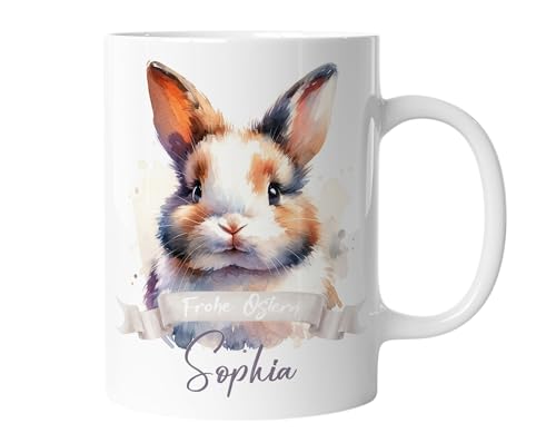 Tasse mit Namen | Personalisierte Ostertasse mit Wunschnamen Osterhase Keramik Tasse Frohe Ostern Hase Geschenk für Kinder | mug-o-5 von timalo