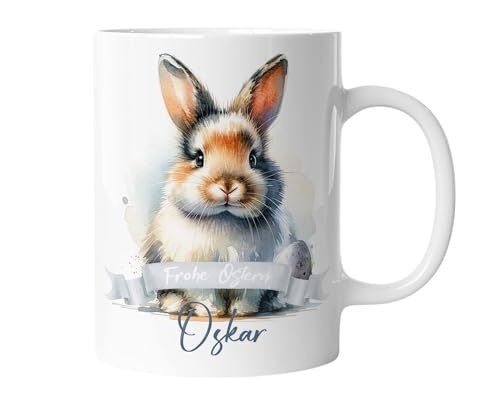 Tasse mit Namen | Personalisierte Ostertasse mit Wunschnamen Osterhase Keramik Tasse Frohe Ostern Hase Geschenk für Kinder | mug-o-6 von timalo