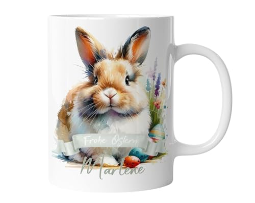Tasse mit Namen | Personalisierte Ostertasse mit Wunschnamen Osterhase Keramik Tasse Frohe Ostern Hase Geschenk für Kinder | mug-o-7 von timalo