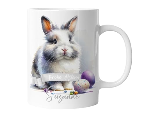 Tasse mit Namen | Personalisierte Ostertasse mit Wunschnamen Osterhase Keramik Tasse Frohe Ostern Hase Geschenk für Kinder | mug-o-8 von timalo