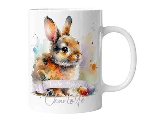 Tasse mit Namen | Personalisierte Ostertasse mit Wunschnamen Osterhase Keramik Tasse Frohe Ostern Hase Geschenk für Kinder | mug-o-9 von timalo