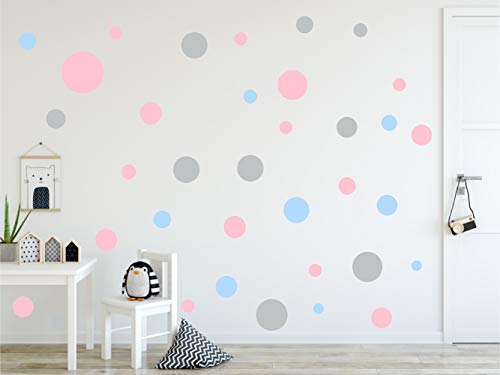 Timalo® 60 Stück Wandtattoo Kinderzimmer bunte große Kreise Pastell Wandsticker – XL Aufkleber Punkte | 73080-SET18-60 von timalo