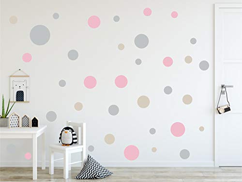 Timalo® 60 Stück Wandtattoo Kinderzimmer bunte große Kreise Pastell Wandsticker – XL Aufkleber Punkte | 73080-SET3-60 von timalo