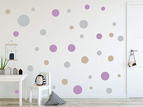 Timalo® 60 Stück Wandtattoo Kinderzimmer bunte große Kreise Pastell Wandsticker – XL Aufkleber Punkte | 73080-SET6-60 von timalo