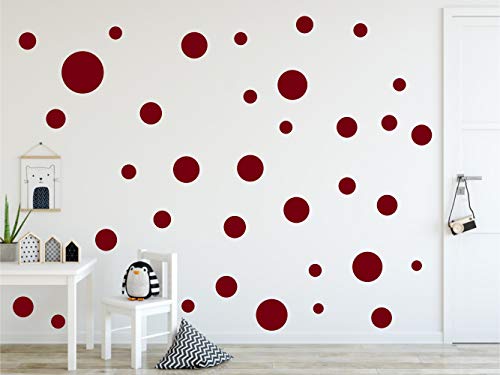 Timalo® XL Aufkleber Punkte Wandtattoo Kinderzimmer bunte große Kreise Pastell Uni Matt Wandsticker | 73081-burgunder-120 von timalo