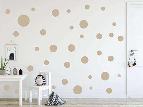 Timalo® XL Aufkleber Punkte Wandtattoo Kinderzimmer bunte große Kreise Pastell Uni Matt Wandsticker | 73081-dunkelbeige-60 von timalo