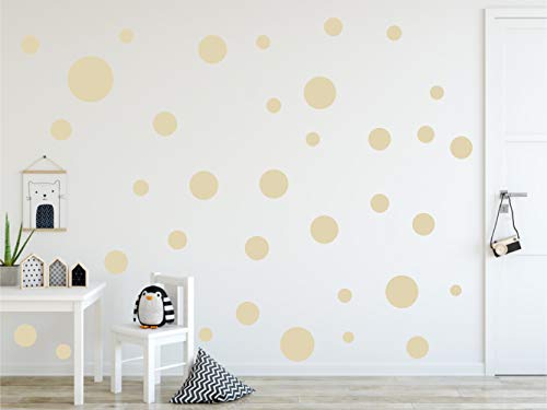 Timalo® XL Aufkleber Punkte Wandtattoo Kinderzimmer bunte große Kreise Pastell Uni Matt Wandsticker | 73081-elfenbein-40 von timalo