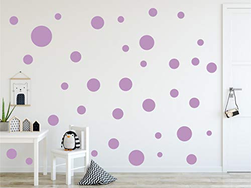 Timalo® XL Aufkleber Punkte Wandtattoo Kinderzimmer bunte große Kreise Pastell Uni Matt Wandsticker | 73081-flieder-120 von timalo