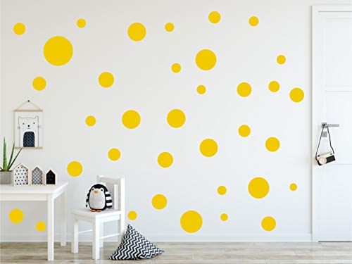 Timalo® XL Aufkleber Punkte Wandtattoo Kinderzimmer bunte große Kreise Pastell Uni Matt Wandsticker | 73081-gelb-120 von timalo