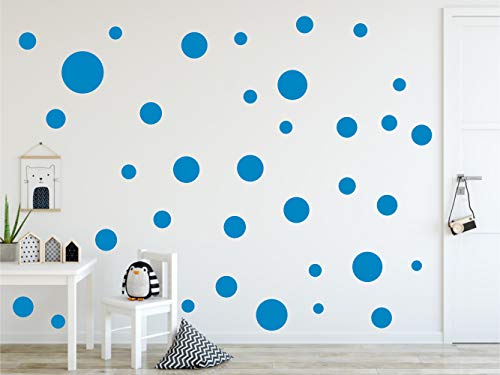 Timalo® XL Aufkleber Punkte Wandtattoo Kinderzimmer bunte große Kreise Pastell Uni Matt Wandsticker | 73081-hellblau-60 von timalo