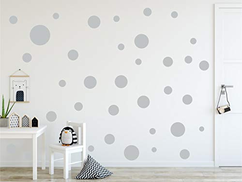 Timalo® XL Aufkleber Punkte Wandtattoo Kinderzimmer bunte große Kreise Pastell Uni Matt Wandsticker | 73081-hellgrau-180 von timalo