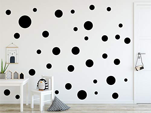 Timalo® XL Aufkleber Punkte Wandtattoo Kinderzimmer bunte große Kreise Pastell Uni Matt Wandsticker | 73081-schwarz-120 von timalo