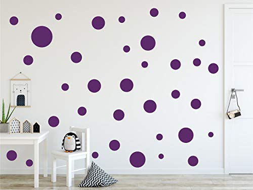 Timalo® XL Aufkleber Punkte Wandtattoo Kinderzimmer bunte große Kreise Pastell Uni Matt Wandsticker | 73081-violett-180 von timalo