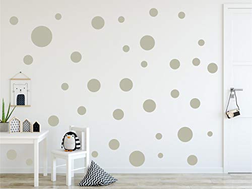 Timalo® XL Aufkleber Punkte Wandtattoo Kinderzimmer bunte große Kreise Pastell Uni Matt Wandsticker | 73081-warmgrau-120 von timalo