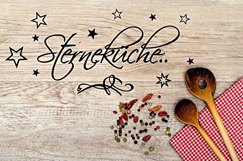 Wandtattoo für die Küche, Esszimmer, kochen 68150-58x27a cm, Spruch ~ Sterneküche mit Sternen ~ Wandaufkleber Aufkleber für die Wand, Tapetensticker aus Markenfolie, 32 Farben wählbar von timalo