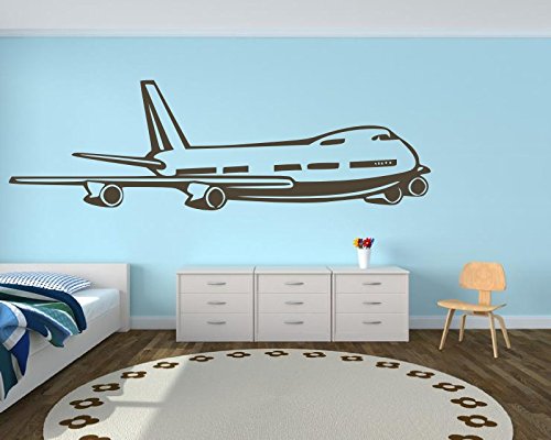 XL Wandtattoo fürs Kinderzimmer, 72451-120x37cm~ Flugzeug, Boing 747 ~ Wandaufkleber für Kinder, Aufkleber für die Wand, Tapetensticker aus Markenfolie, 32 Farben wählbar von timalo