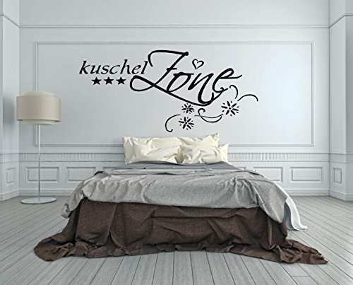 XL Wandtattoo fürs Schlafzimmer Text ~ Kuschelzone, Liebe ~ 72029-110x58 cm, Wandaufkleber Aufkleber für die Wand, Tapetensticker aus Markenfolie, 32 Farben wählbar von timalo